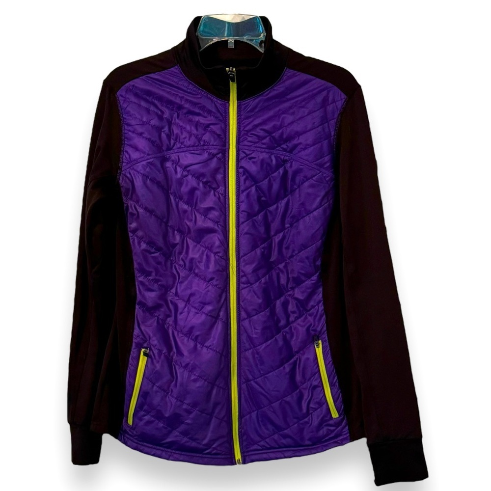 Old Navy Active Size Large Purple Black Lime Green Jacket